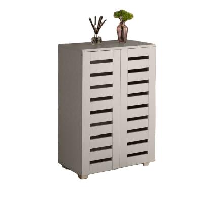 China Modern Oak Gray Shoe Cabinet Storage 2 Door 1 Drawer Hallway Closet Shoe for sale