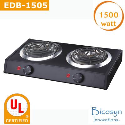 China 1500 Watt Cheap Double Buffet Burner Electric Hot Plate, Black, UL, Camping,School,Outdoor Stove for sale