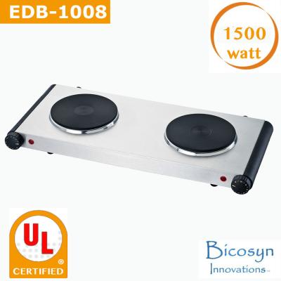 China 1500 Watt Cheap Double Buffet Burner Electric Hot Plate, die cast heating plate, UL, Camping,School,Outdoor Stove for sale