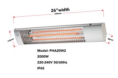 China IP65 2000W Electric Patio Heater Infrared Radiant Heat  Carbon fiber heating element Wall-Mounted/free standing outdoor for sale