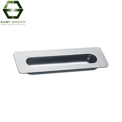 China Traditional High End Single Polished Stainless Steel Rectangular Flush Pull Handle For Door for sale