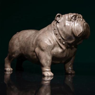 China Europe Living Room Office Decoration Artwork Bronze Dog Sculpture Bulldog Brass Statue for sale