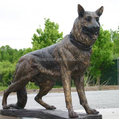 China China Outdoor Garden Decoration German Shepherd Dog Bronze Sculpture for sale