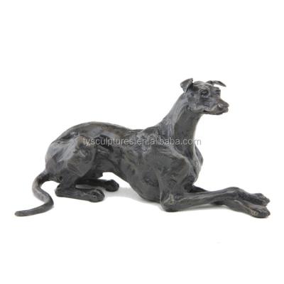 China China China Factory Cast Bronze Life Size Black Dog Greyhound Statue for sale