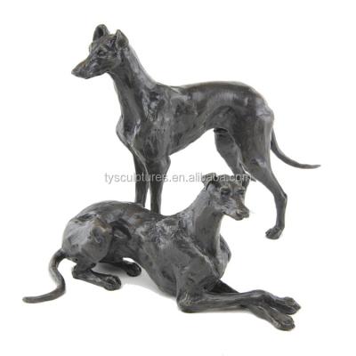 China China China Factory Cast Life Size Black Bronze Dog Greyhound Sculpture for sale