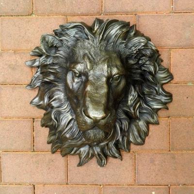 China Europe Wall Hanging Lion Head Brass Sculpture Animal Bronze Statue Metal For Home Wall Decor for sale