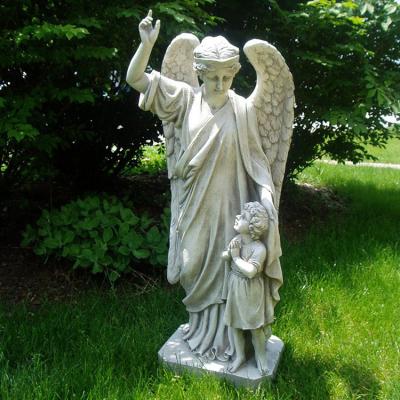 China Traditional church garden life size standing stone angel with baby statues for sale