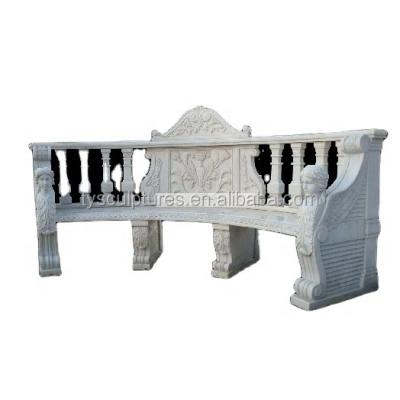 China Modern Popular Europe Antique Hand Carved Stone Chairs Benches White Marble Sculpture For Home Or Garden for sale