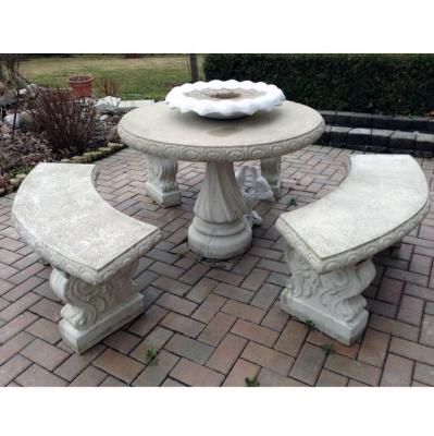 China Hand carved natural stone garden table and stone bench for sale