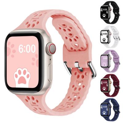 China Silicone Cat's Paw Silicone Strap for iwatch 38mm cute iphone watch band 44mm 40mm 45mm 41mm 42mm Cat Claws Bracelet for sale