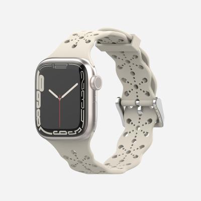 China Silicone Lace Silicone Strap For iPhone Watch Band 45mm 41mm 44mm 42mm 40mm Breathable Strap Band 38mm For iWatch Ultra Se 8 7 6 5 4 3 for sale