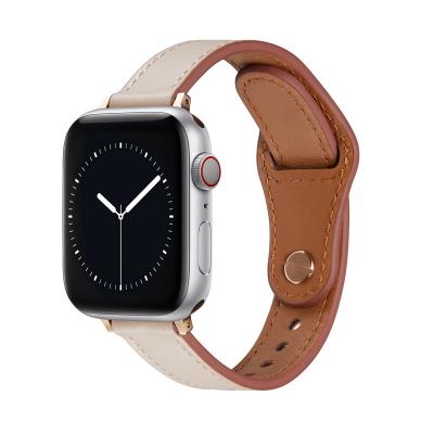 China Double Sided 100% Cowhide Buckle Strap FO Genuine Leather iPhone Watch Band Top Layer 38/42mm 44/40mm 41/45mm Correa For Iwatch 8 7 6SE 5 4 3 2 Strap for sale