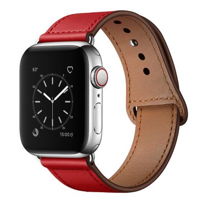 China Double Sided Genuine Leather Strap For iPhone 44mm 40mm 45mm 41mm 42mm 38mm 4 5 6 Se 7 8 Luxury Leather Strap iwatch Series 3 for sale