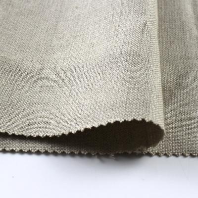 China Sustainable stock heavy weight 100%linen plain weave upholstery fabric for sofa for sale