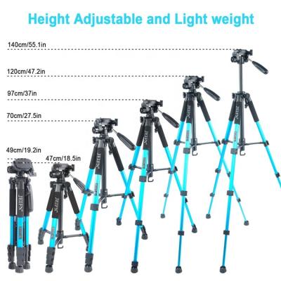 China 2022 PORTABLES New Tripod 55 Inch Lightweight Travel Tripod Stand For Phone DSLR Camera With Bag for sale