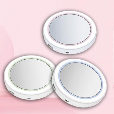 China Make Up Portable LED Light Folding Around Single Side Makeup Mirror With Power Bank For Girl for sale