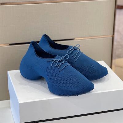 China Fashion trend factory custom high-end autumn sports elastic casual shoes new men's and women's tide knitted thick bottom stepping shoes for sale