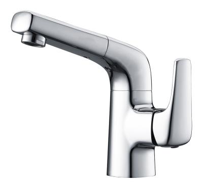 China Hot Sale Factory Wholesale Price Hand Basin Mixers Metered Basin Mixer Tap With Pull Down Sprayer Chrome for sale