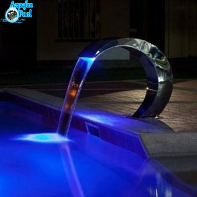 China Stainless Steel Fountain Waterfall Garden Stainless Steel Waterfall With RGB Multi Color Led Pond Fountain for sale