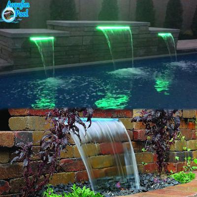 China Outdoor Indoor Pool Spa Fountain Waterfall Acrylic Material Plastic Spillway Waterfall With LED Bar for sale