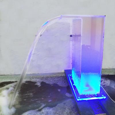 China Minimalist Led Acrylic Waterfall Pool Fountain Cascada Waterfall Spilway Fountain for sale