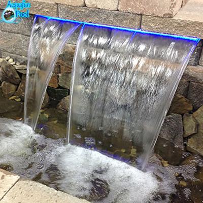 China Small Outdoor Waterfall Weir Stainless Steel Fountain Pool Flashlight Wall Waterfall for sale