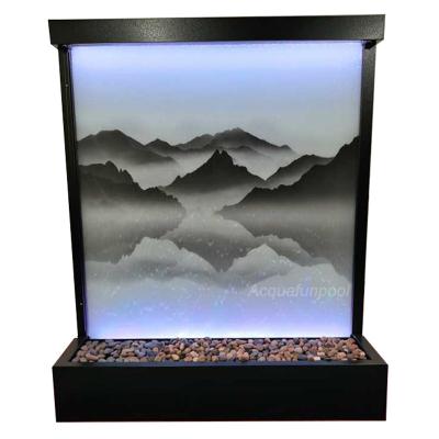 China CLASSIC Water Wall Indoor Screen Waterfalls Lighted Fountain Room Dividers Lead Glass Waterfall for sale