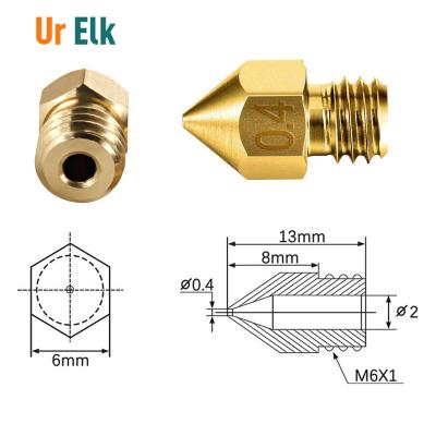 China 3d Printer Ur Ellk Extruder Printhead MK8 Brass Nozzle 0.4mm For 3D Printer Accessories 1.75mm for sale