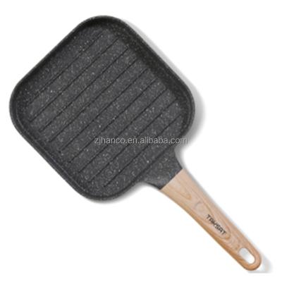 China Cartoon Black Cast Aluminum Steak Pan 18cm Granite Nonstick Square Frying Pan for sale