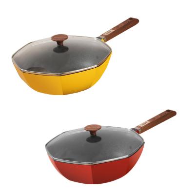 China Multi 30cm Octagonal Medical Stone Non-stick Pot Household Stove Anise Star Function Frying Pan Custom Logo Viable Cookware for sale