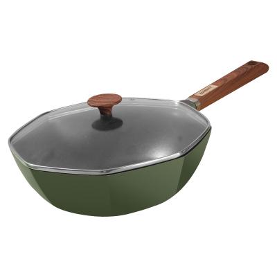 China Modern Viable New Products Wok With Anise Wooden Wholesale Medical Stone Pot Star Handle Nonstick Pot Household Cooking Pot Pan for sale