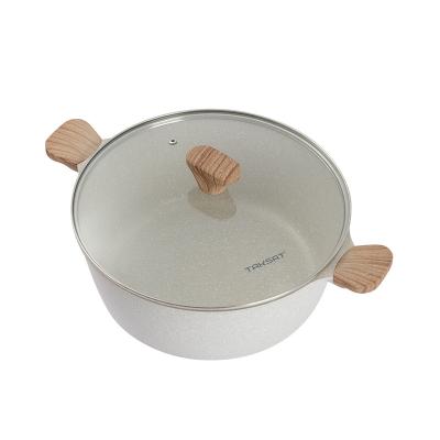 China Taksat Stove Stewpot Custom Color Logo Cooking Saucepan Kitchen Cooking Non-Stick Aluminum Viable Stone Stock Pot 20cm 24cm 28cm 32cm for sale