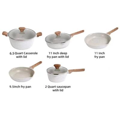 China Sustainable Cast Aluminum Cookware Sets Granite Coating Pots And Pans Sets Nonstick Frying Pan for sale