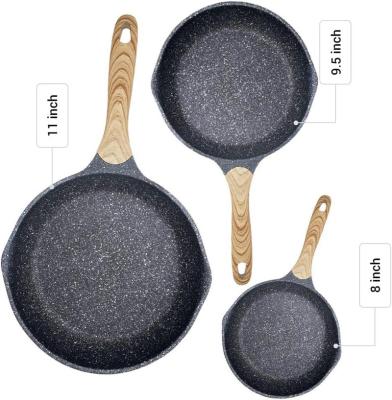 China American Style 8 Inch 9.5 Inch 11inch Granite Nonstick Coating Shallow Frying Pan Set With Bakelite Handle for sale