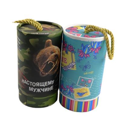 China Handmade Four-color Printing Toy Kraft Paper Round Box Gift Opens Round Box for sale