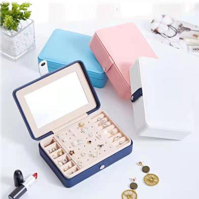 China Earrings Ring Multifunctional Storage Box Fresh And Simple Portable PU Jewelry Packaging Display Small Earrings Ring for sale