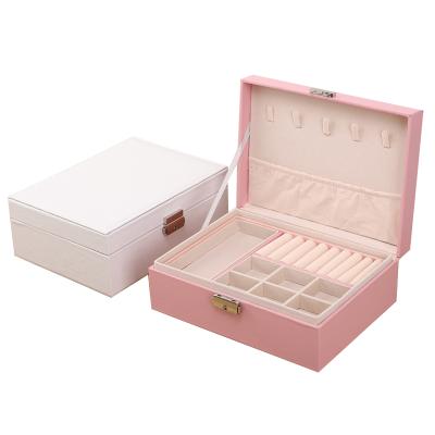 China Jewelry Display Lychee Pattern PU Bracelet Necklace Box Locker Room Jewelry Storage Leather Packaging Box for sale