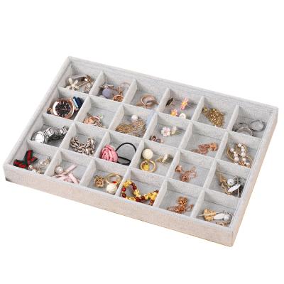 China Packaging Jewelry Display MDF Flannel 24 Slot Earring Storage Display Tray External Mounted Pendant Jewelry Box for sale