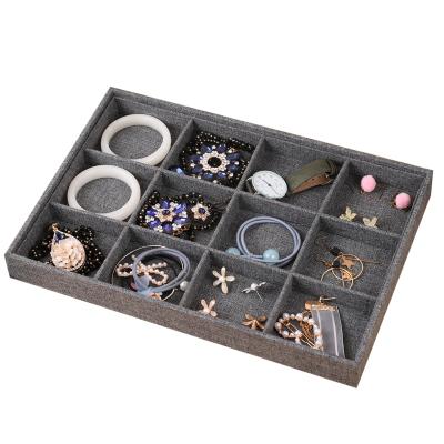 China 12 Grids Flute Bracelet Display Dish Counter Jewelry Display Canvas Material Jewelry Packing Display Plate for sale