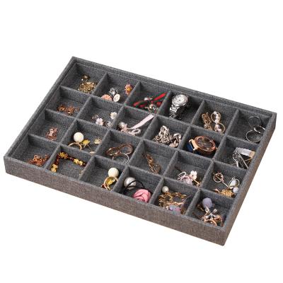 China Jewelry Packaging Display Large Capacity Pendant Jewelry Storage Tray 24 Slots Earring Canvas Tray for sale