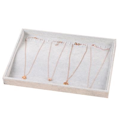 China Packaging Jewelry Display Gold And Silver Jewelry Display Ice Velvet 20 Hook Necklace Storage Tray Necklace Gift Box for sale