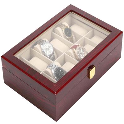 China Ready Running Red Watch Storage Display Painting 12 Slot Wooden Watch Box Watch Display Storage Box for sale