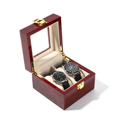 China Simple and exquisite handmade 2 slot watch storage box with wooden painting 2 3 6 10 12 20 slot watch display box for sale