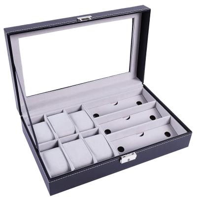 China Watch Storage Display Slot 3 Slot Glass Storage Box Luxury PU Leather Glasses 6 Presentation Box Stain Wholesale for sale