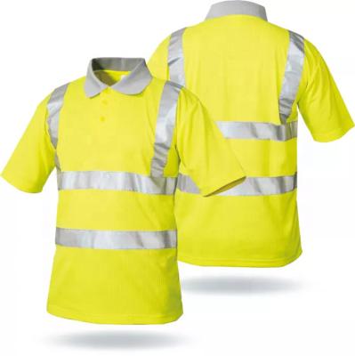 China Anti-Shrink OEM Hi-Vis Reflective Security Polo Shirt Men's 3M Postman High Visibility Short Sleeve Reflective Safety Clothing For Summer for sale