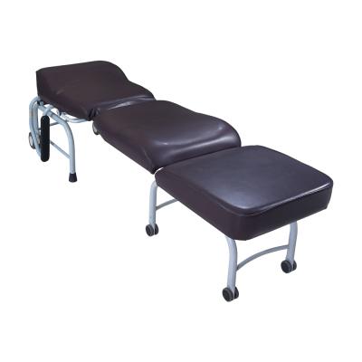 China Modern Steel PVC Folding Hospital Attendant Sleep Chair With Two Wheel Luxury for sale