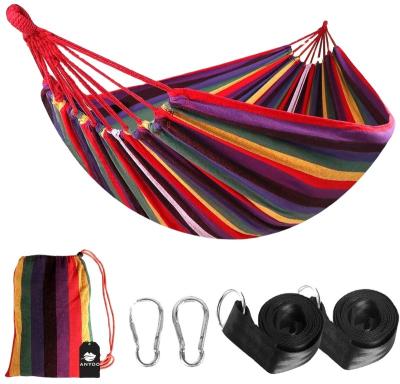 China Adult Outdoor Furniture Weight Parachute Canvas Hammock With Straps And Carabiners Use For Comfortable Sleeping for sale