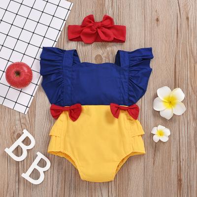 China 2021 Brand Babies Summer Breathable Overalls Snow White Baby Clothes Bowknot Romper Sleeveless Backless Overalls Outfits Summer for sale