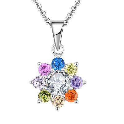 China Romantic Multicolor Cubic Zirconia Pendant Necklace 11mm Bling Enamel Hip Hop Link Chains For Women Men for sale