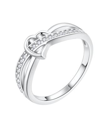 China 925 Sterling Silver Infinity Love Ring Knot Heart Ring Romantic Promise Ring for Her as Valentines Gift for sale